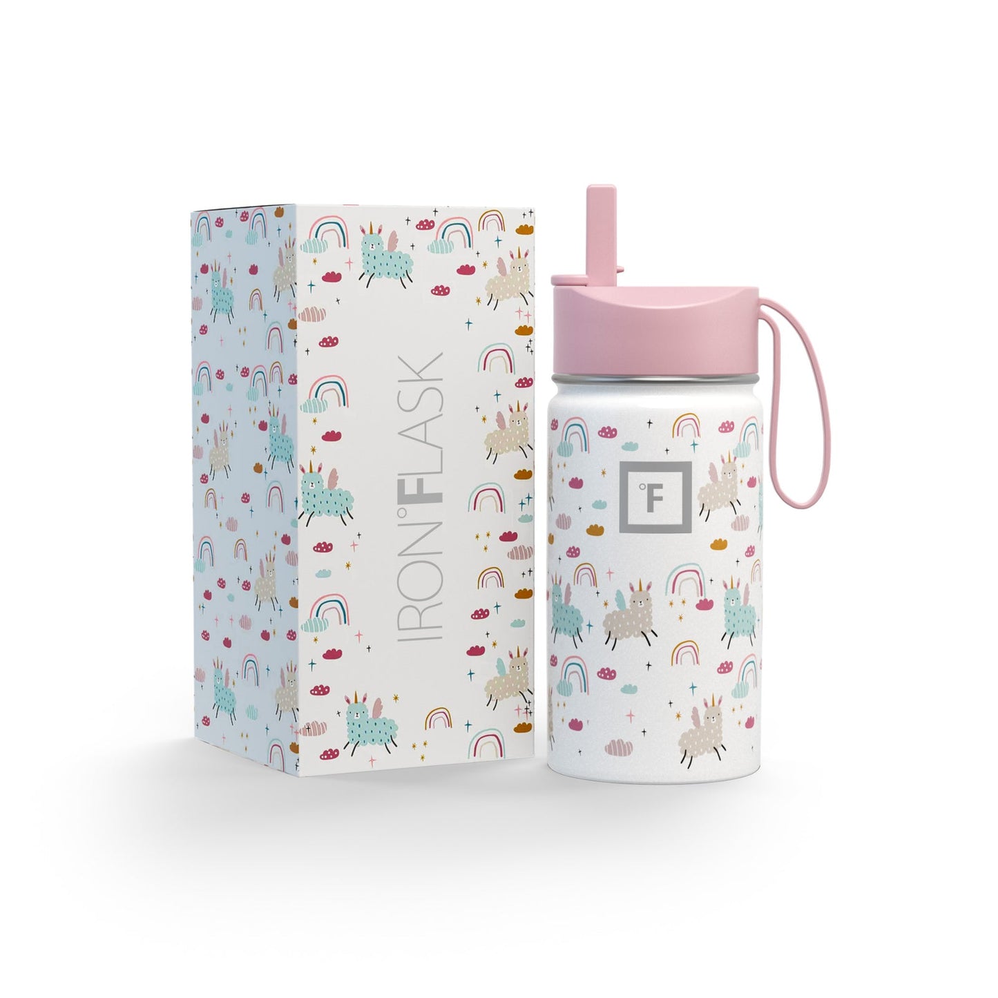 kids-water-bottle-e2 KC14ozBOXLOOK_LlamaRainbows.jpg